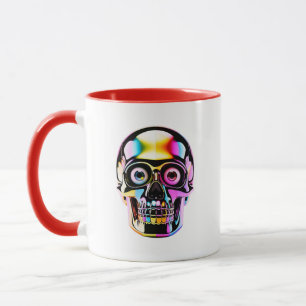 Caneca Arte Moderna Neon Holográfica de Crânio