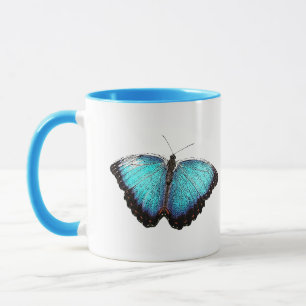 Caneca Arte natural da borboleta azul, ilustração fotográ