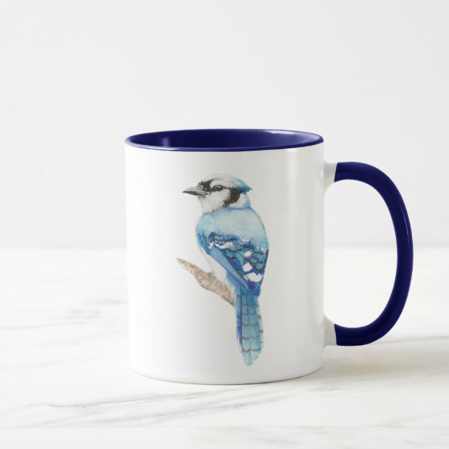 Caneca Arte Natural De Pássaro Azul De Cor-De-Água (Direita)