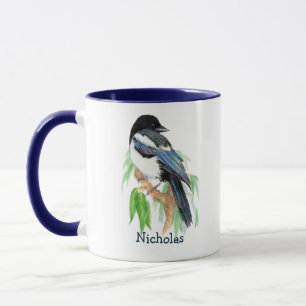 Caneca Arte natural de pássaros de Magpie de Corda-d-Água