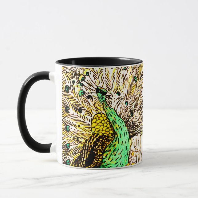 Caneca Arte Neerlandesa Nouveau Peacock e Corujas (Esquerda)