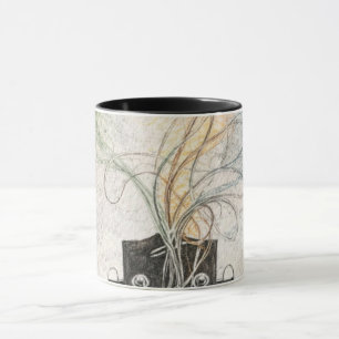 Caneca arte no cabeçote de guitarra ilustração de pássa