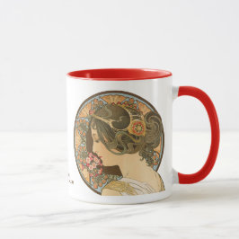 Caneca Arte Nouveau da prímula CC0107 de Alphonse Mucha