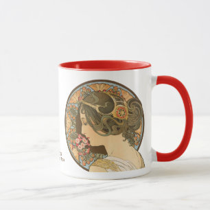 Caneca Arte Nouveau da prímula CC0107 de Alphonse Mucha