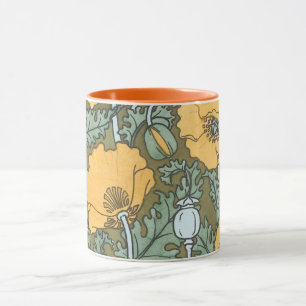Caneca Arte Nova Antiga, Flores de Papoula no Jardim