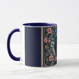 Caneca Arte Nova Gato Preto Místico