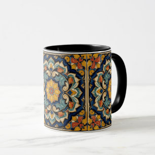 Caneca Arte Novo Deco Majólica Floral Artesanal Antiga