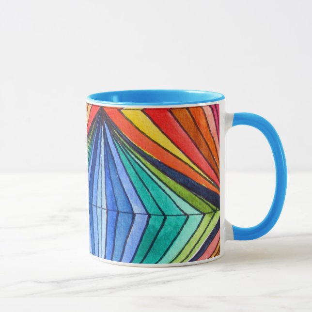 Caneca Arte Óptica Geométrica do Arco-Íris (Direita)