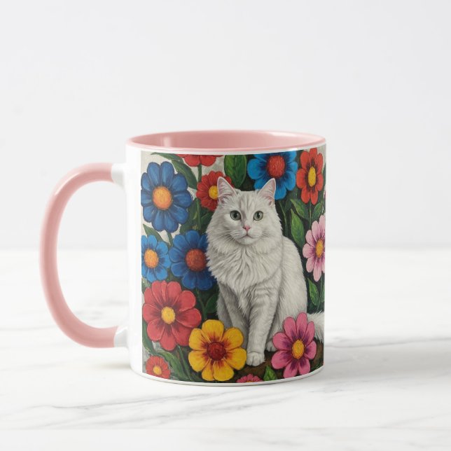 Caneca Arte Popular Gato e Flores (Esquerda)