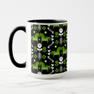Caneca Arte popular sobre cavalos escandinavos