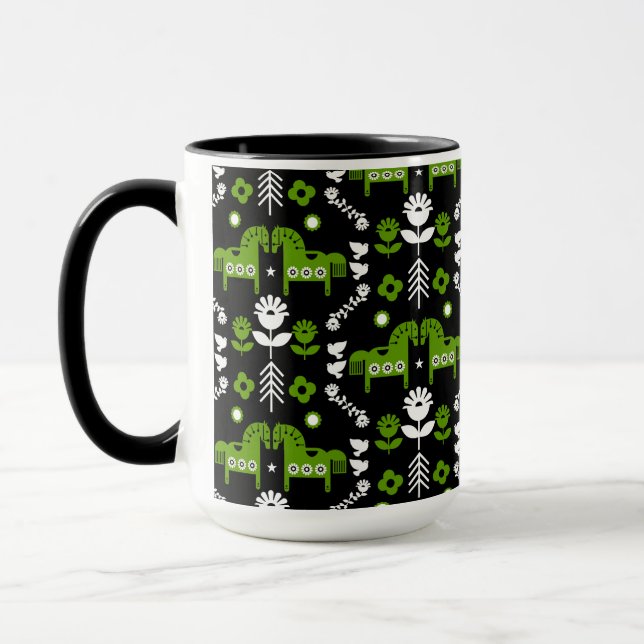 Caneca Arte popular sobre cavalos escandinavos (Esquerda)