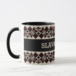 Caneca Arte popular tradicional ucraniana vushuvanka Slav