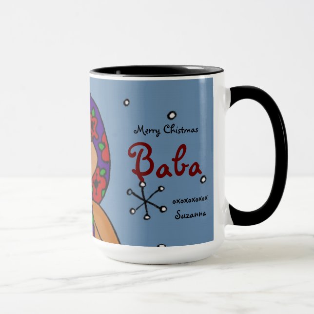 Caneca Arte popular ucraniana da menina do Feliz Natal (Direita)
