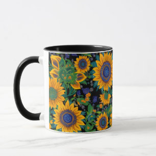 Caneca Arte popular ucraniana de Petrikivka. Girassóis fl