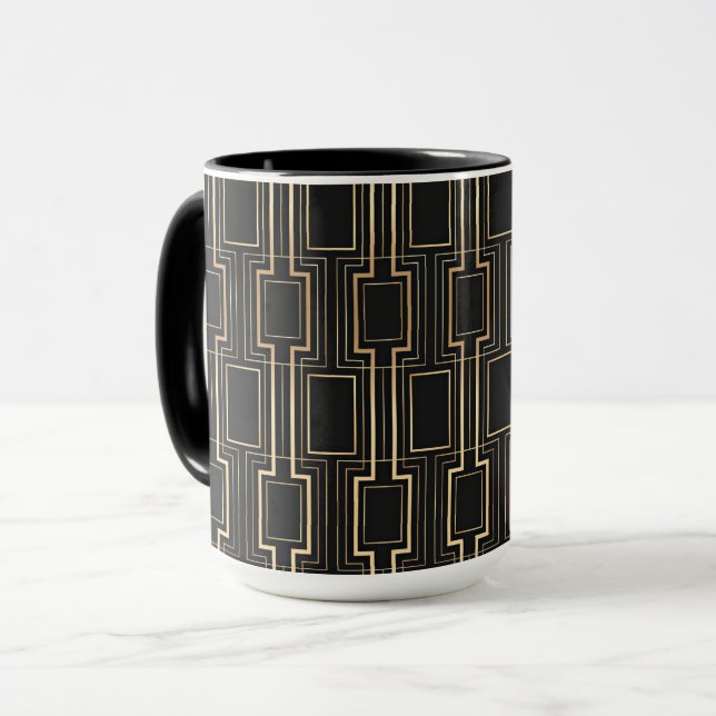 Caneca Arte preto e dourado (Frente Esquerda)