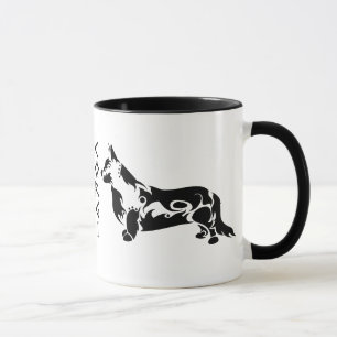 Caneca Arte tribal do Corgi de Galês do casaco de lã