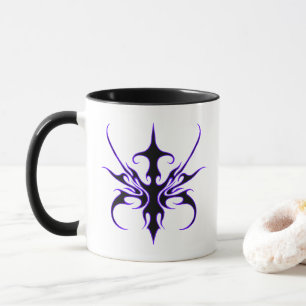 Caneca Arte Tribal Linhas Ferozes Preto e Roxo