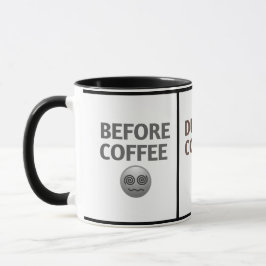 Caneca Arte Vetorial do Humor do Café Antes Durante Depoi