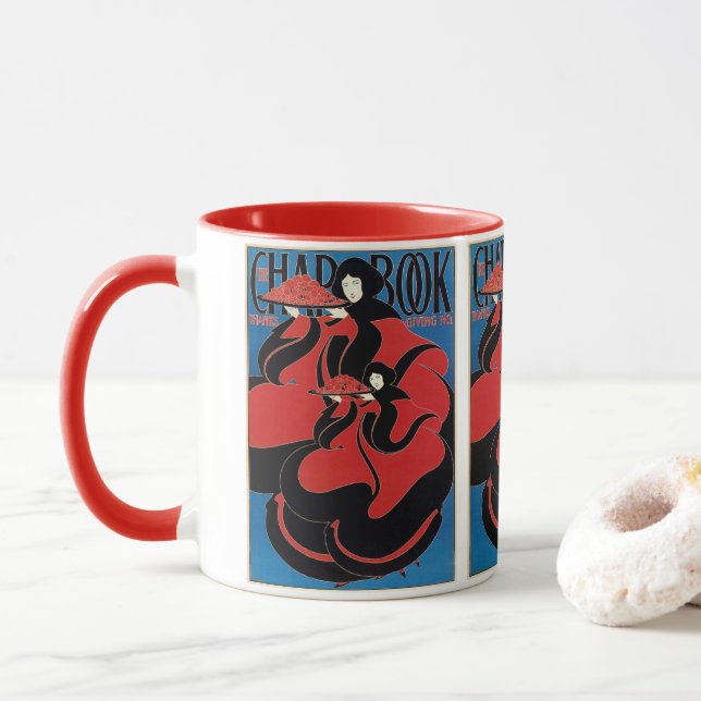 Caneca Arte Vintage Art Nouveau Chap Book Dia de Ação de  (Com Donut)