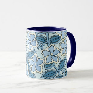 Caneca Arte Vintage Flor de Vinca do Nouveau em um Jardim