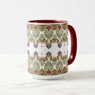 Caneca Artes e Ofícios Estilo Craftsman e Mission floral