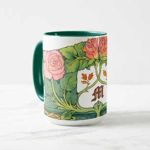 Caneca Artes e Ofícios Retro ou Friso Floral Craftsman