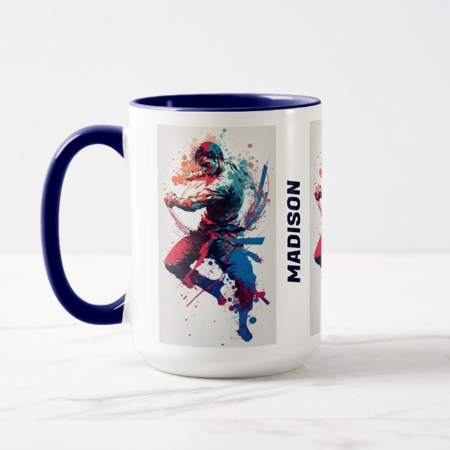 Caneca Artes marciais de nome personalizado (Esquerda)