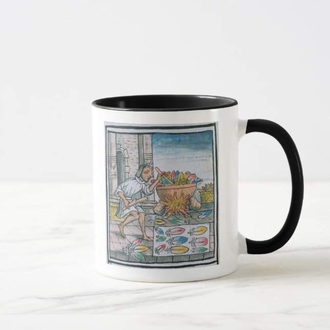 Caneca Artesões astecas que tingem penas (Direita)
