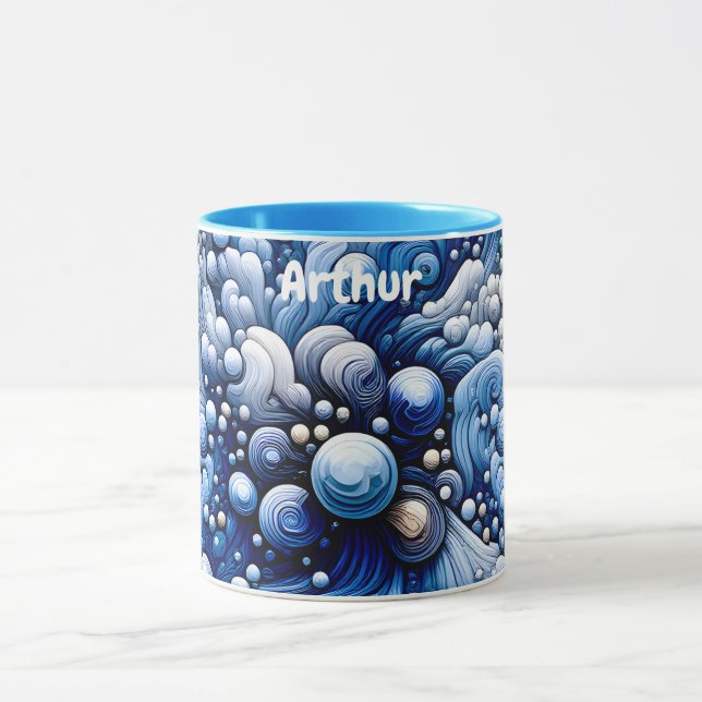 Caneca ARTHUR ~ Zany Bubbles 3D ~ Blues ~ (Centro)