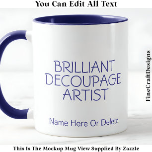 Caneca Artista de Decoupage Brilhante Artesã, Nome 018 Ar