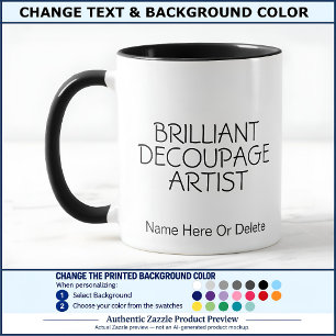 Caneca Artista de Decoupagem Brilhante Artesã, Nome 016 A