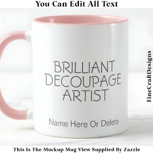 Caneca Artista de Decoupagem Brilhante Artesã, Nome 017 A
