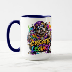 Caneca Artista de Grafite de Bulldog Crie Legado Arte de