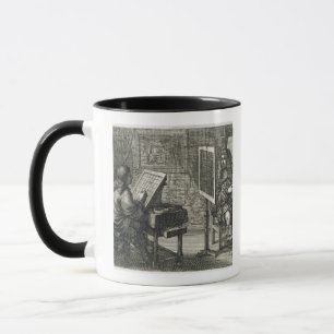 Caneca Artista que pinta um retrato sobre uma grade para