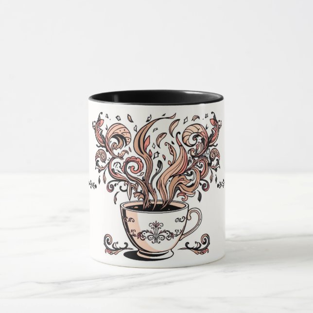 Caneca Artistic Swirl Botanical Coffee Cup Illustration M (Centro)