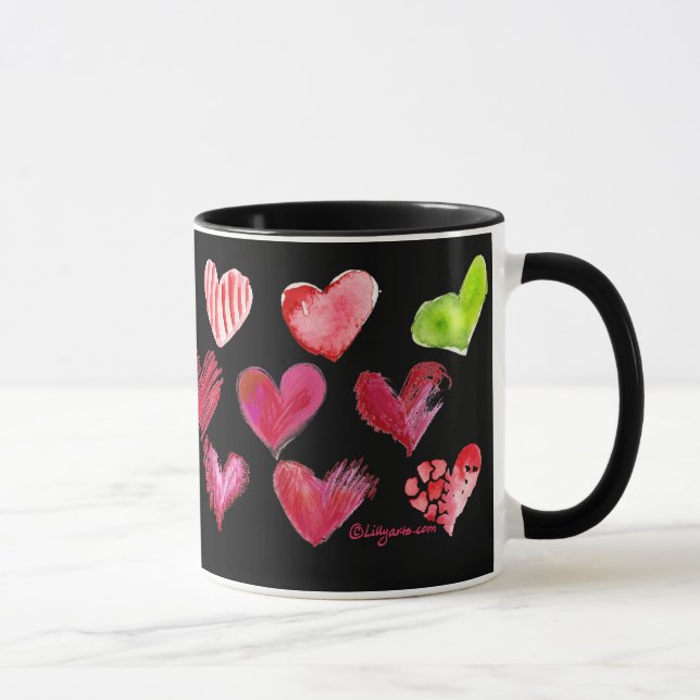Caneca Artsy Love Artsy Hearts Black Mug 1 of 4 (Direita)