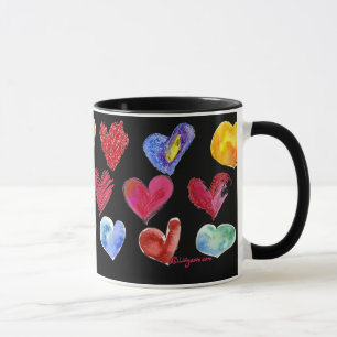 Caneca Artsy Love Multicolor Hearts BlackMug 4 of 4