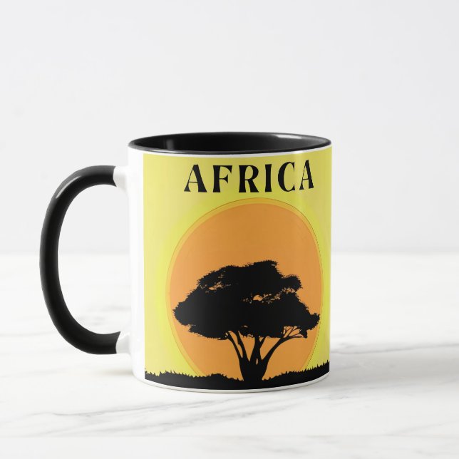 Caneca Árvore Acacia Africana contra um pôr do sol laranj (Esquerda)