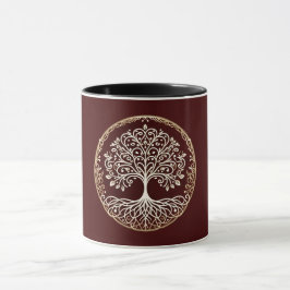 Caneca Árvore da Vida Rústica Vermelho Escuro Celta