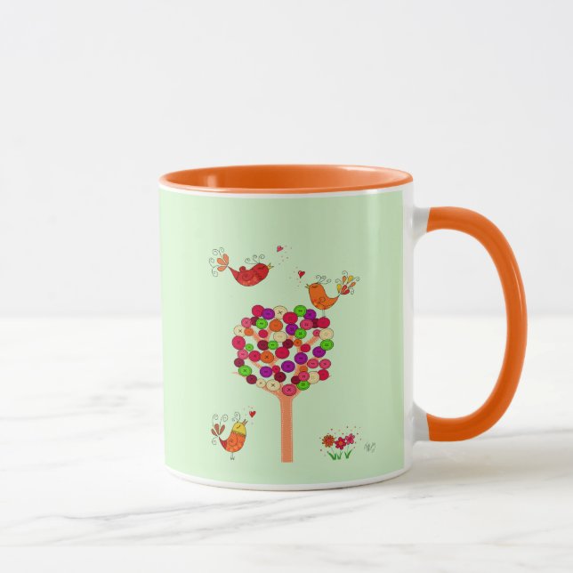 Caneca Árvore de botões laranja (Direita)