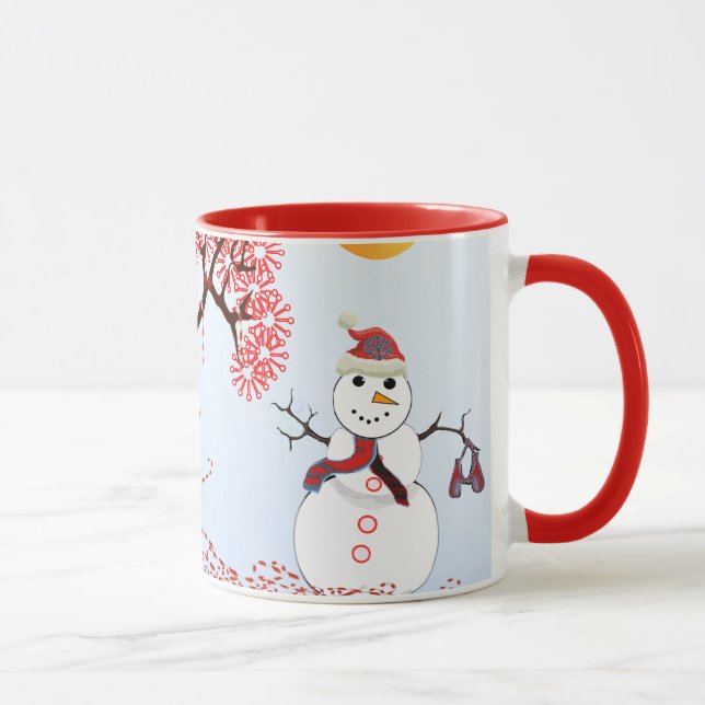 Caneca Árvore de Canas Bonita Snowman (Direita)