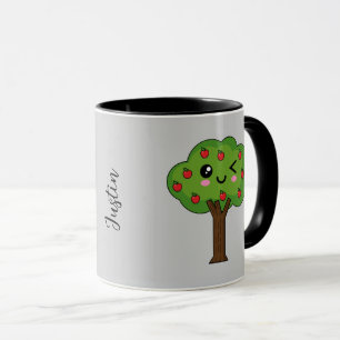 Caneca Árvore de Maçã Feliz e Sorridente Kawaii Adicion