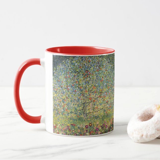 Caneca Árvore de Maçã por Gustav Klimt, Arte Novo Antigo (Com Donut)