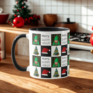 Caneca Árvore de Natal Alegre e Divertida Chapéu do Papai