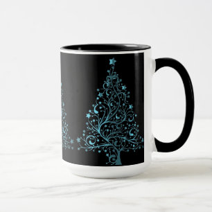Caneca Árvore de Natal Cheirosa Azul Elegante Azul