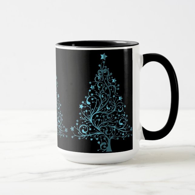 Caneca Árvore de Natal Cheirosa Azul Elegante Azul (Direita)