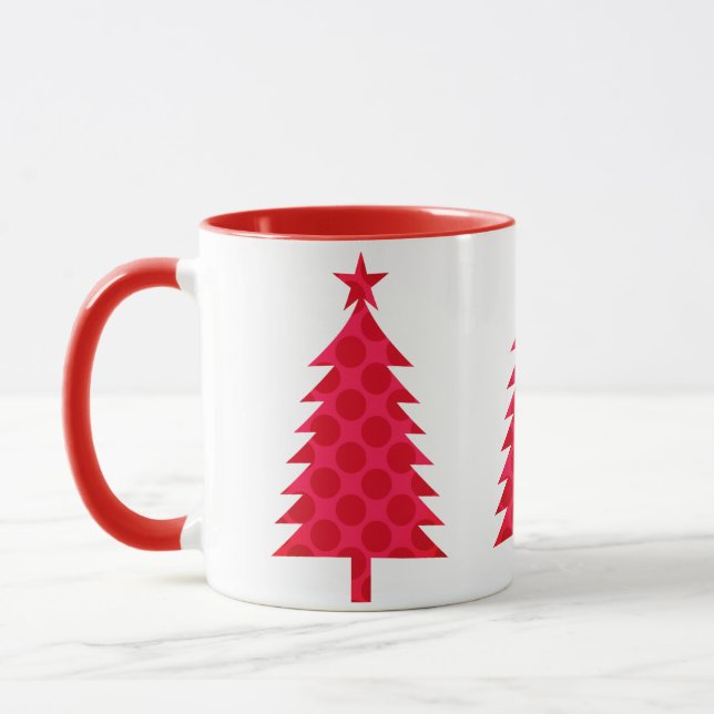 Caneca Árvore de Natal das Bolinhas Vermelhas Gigantes (Esquerda)