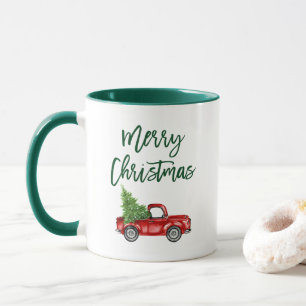 Caneca Árvore de Natal de Caminhão de Vintage com Scrip