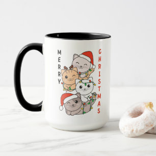 Caneca Árvore de Natal de Gatos Animais de Natal Gatos