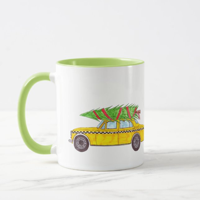 Caneca Árvore de Natal de Táxi Amarelo de Nova York (Esquerda)
